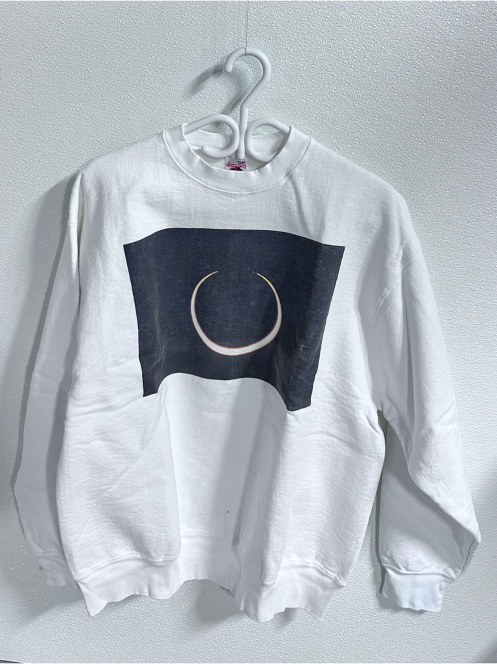 Vintage 90s Fruit of the Loom Eclipse Sweatshirt Sz L White Supercotton USA Made